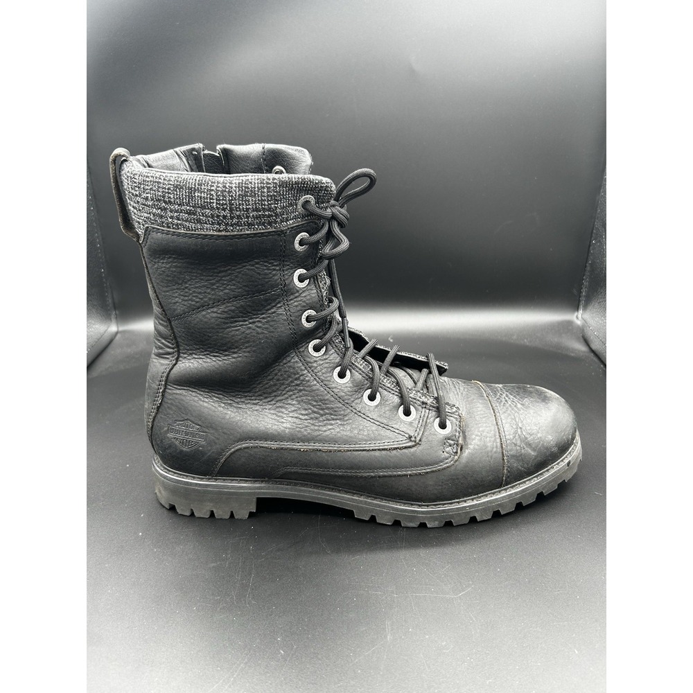 Harley Davidson Tony Black Leather Combat Motorcycle Boots Mens 10 D93169
